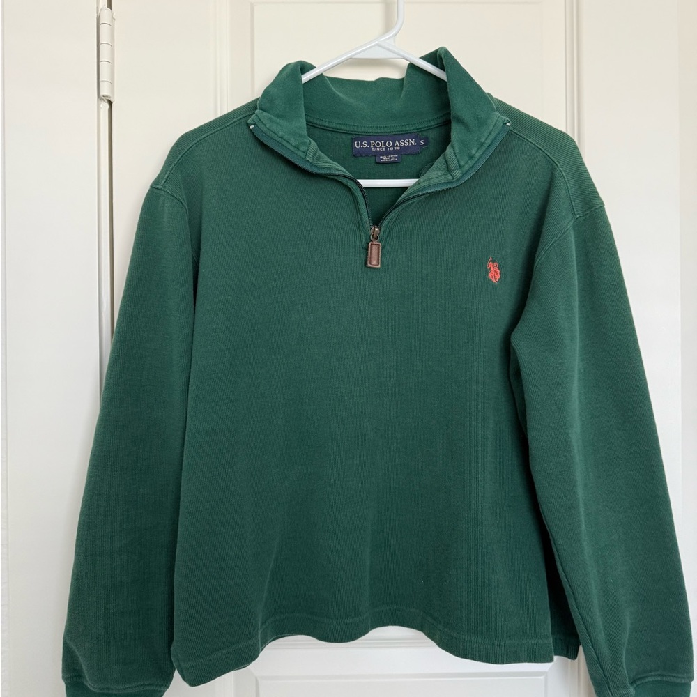 U.S. Polo Assn. Forest Green Quarter-Zip Sweater